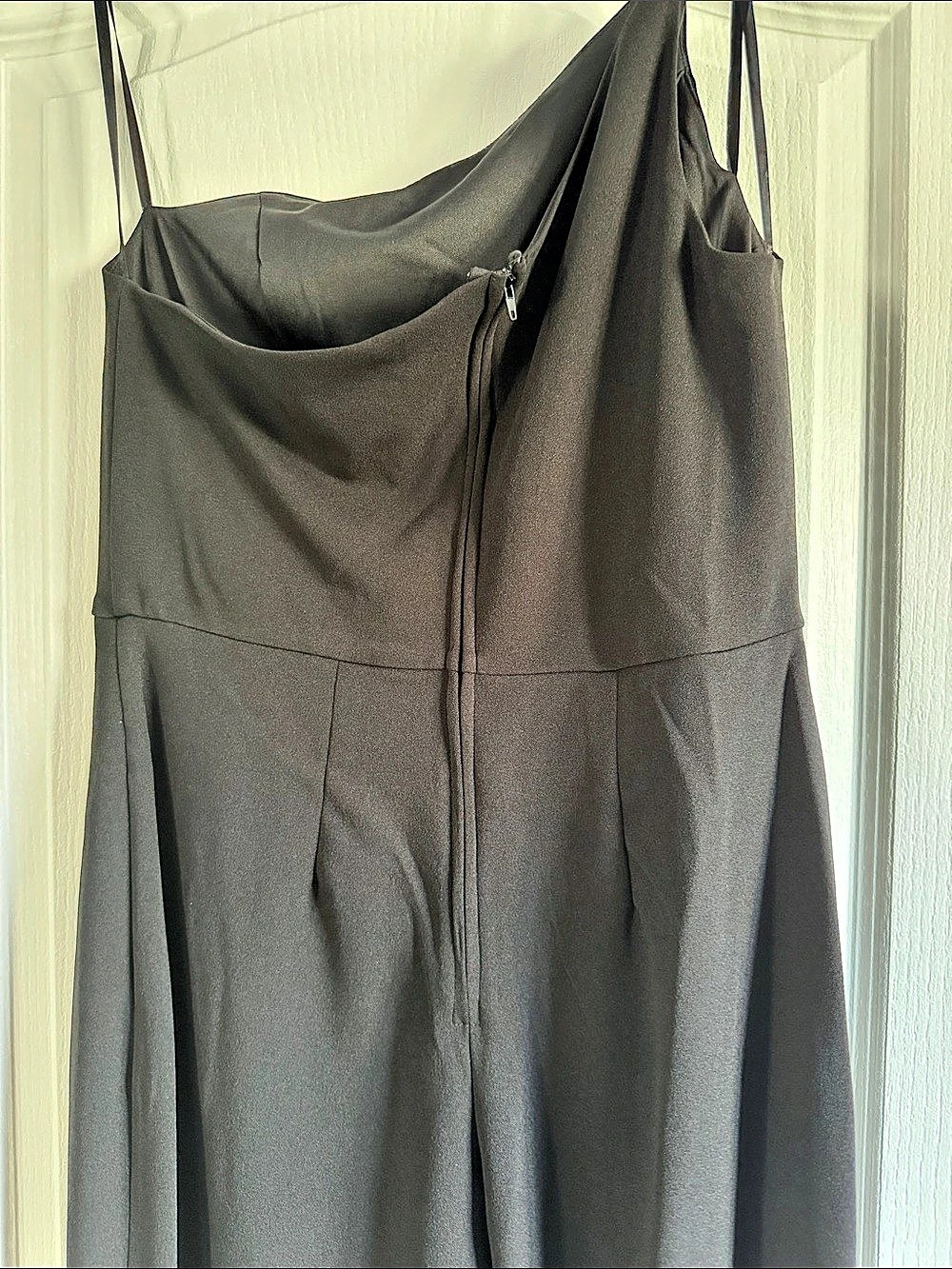 Crystal Sky Asymmetric One-Shoulder Black Wide-Leg Jumpsuit Large NWT
